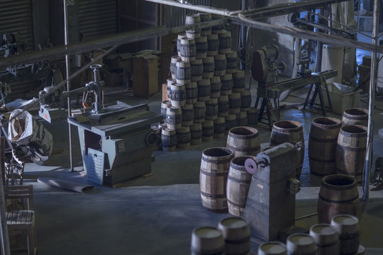South Africa, Cape Town, wine barrels in cooperage