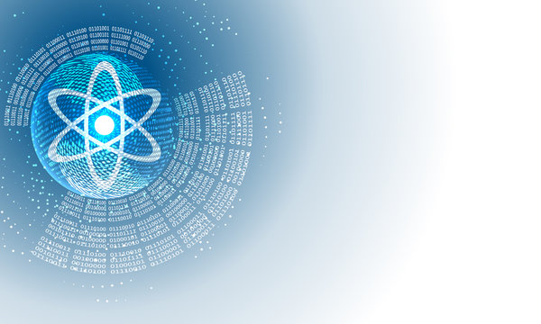 Vector abstract background with circular binary code and science