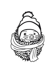 scarf hat cold freeze winter autumn warm baby cartoon comic sweet little cute hedgehog ball