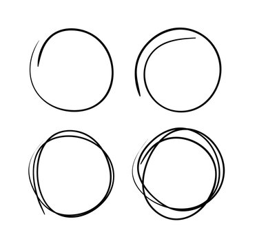 Vector hand-drawn scribble circles abstract doodle set