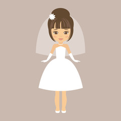 cartoon bride in a short dress