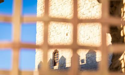 Window of Castle of Tiedra, Route of the castles, Valladolid, Castilla y Leon, Spain