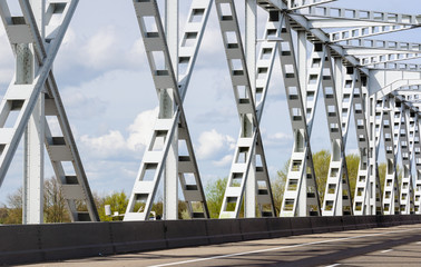 Historic truss bridge from close