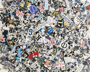 random magazine words and letters