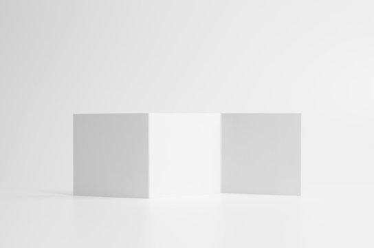 Square Z-Fold / Fan Fold Brochure Mock-Up. Seamless Background