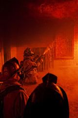 Fototapeta premium Training fire house burn, Springers Woods.