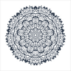 Mandala. Tibetan mandala isolated on seamless background. Vintage decorative elements. Hand drawn seamless pattern. Islam, Arabic, Indian, ottoman motifs. two colors