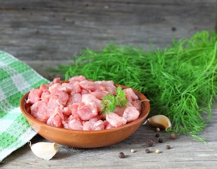 raw meat  on the table