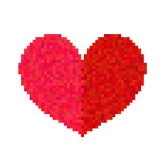 Pixel heart isolated on white background.