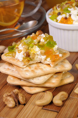 Cottage cheese with jam and marmalade