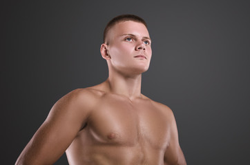 Healthy muscular young man.  Sport portrait.