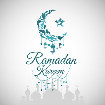 Illustration of Ramadan Kareem with intricate Arabic lamp for the celebration of Muslim community festival. Free hand write with a modern lantern and stars specially for Ramadan.