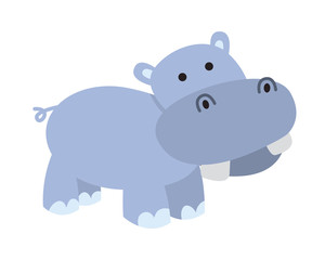 Obraz na płótnie Canvas Flat Animal Character Logo - Hippopotamus