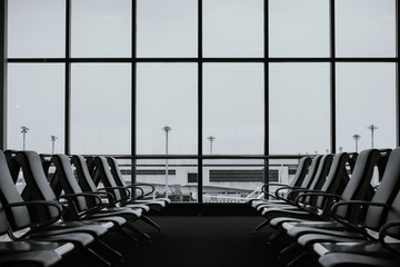 Soft focus seat at airport lounge background.