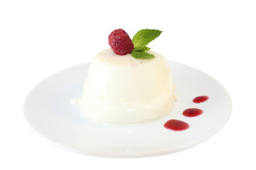 Panna cotta on plate