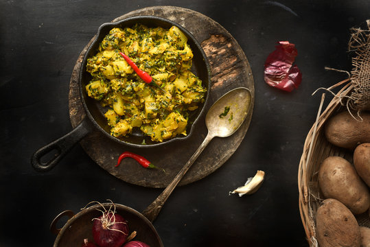 Potato and green curry