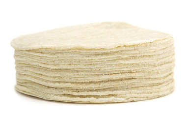 Isolated stack tortillas.