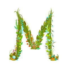 Letter M Flower calligraphy floral elegant decorative alphabet