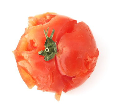 Isolated Crushed Tomato On A White Background.