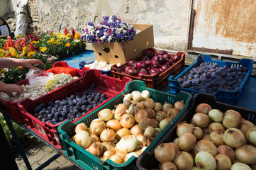Fresh vegetables on Keszthely market.