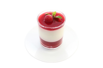 Panna cotta with milk and jam
