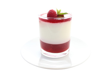 Panna cotta with raspberry