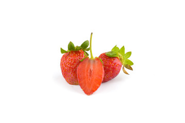 strawberries close up on white background