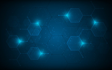 abstract hexagon pattern molecular sci fi scientific design tech innovation concept background
