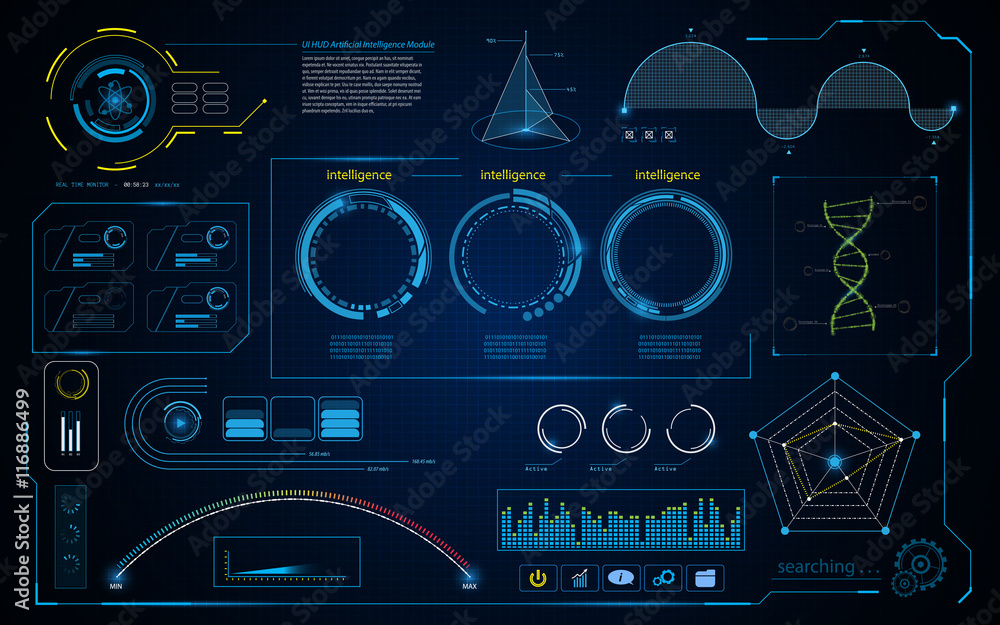 Poster abstract hud intelligence interface data computing screen concept design background
