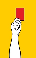 Referee hand showing red card
