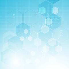abstract health care innovation concept background clean molecular hexagon structure design
