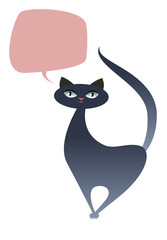 Cat cartoon style. Isolated. White Background. Speech Baloon