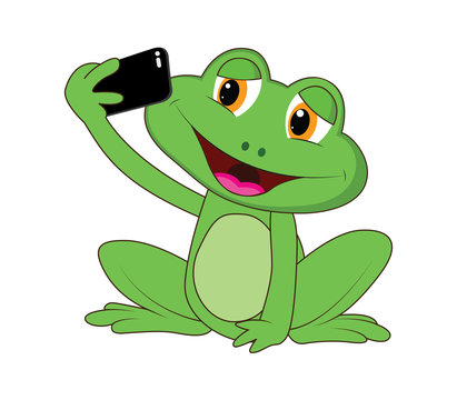 Illustration of frog with selfie