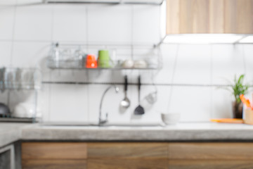 White kitchen sink interior out focus