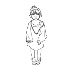 Doodle drawing little poor girl