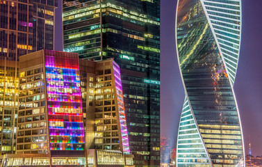 Fototapety  Nocny widok na Moscow International Business Center, zwane także Moscow City to dzielnica handlowa w centrum Moskwy w Rosji.
