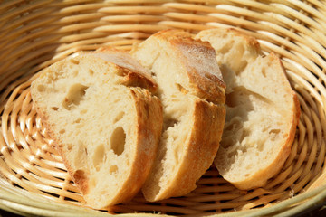 Slices of bread in a basket.