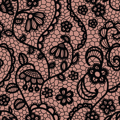 Lace seamless pattern with flowers