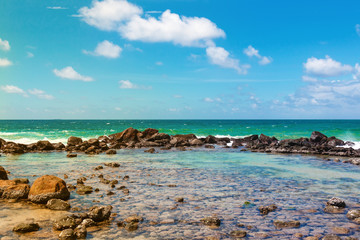 Fototapeta na wymiar Beautiful landscape tropical rocky beach.