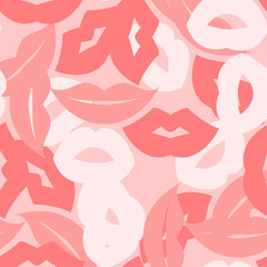 Vector seamless background. lips prints