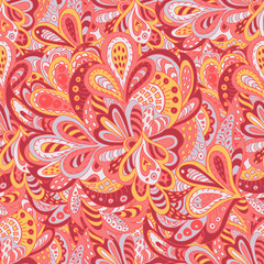 seamless pattern ethnic floral rosy and yellow