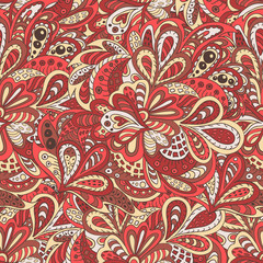 seamless pattern ethnic floral rosy and brown