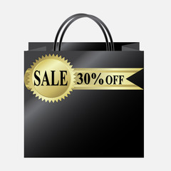 Shopping paper bag with sale label