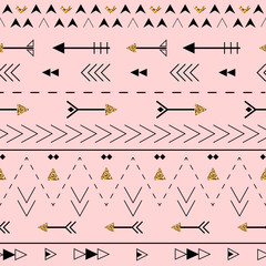Tribal arrows boho seamless pattern. Ethnic geometric print. Background texture. Fabric, cloth design, wallpaper, wrapping