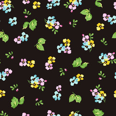 Seamless pattern with small blue flowers, forget-me-not