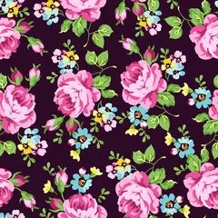 Poster Im Rahmen Seamless floral pattern with pink roses © lovelava