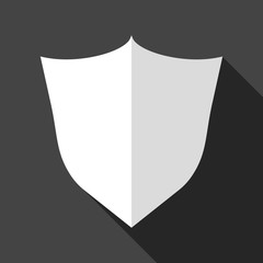 Shield protection icon. Vector illustration in flat style with shadow on black background