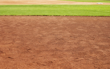 Empty baseball field with grass and copy space.