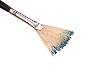 Flat used paintbrush on white background