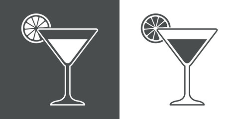 Icono plano coctel con gajo de limon